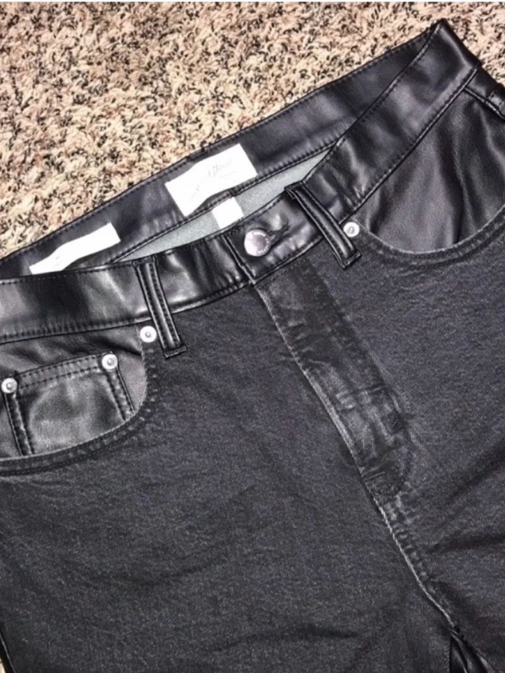 Universal Thread Dual Fabric High-Rise Slim Straight Jeans with Faux Leather
